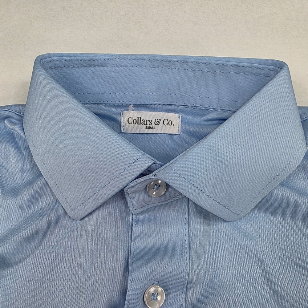 Collars & Co‎ Small Light Blue Long Sleeve Dress Collar Polo Shirt